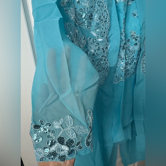 Elegant Blue Sparkly Embroidered 3-Piece Set - Picture 5 of 10